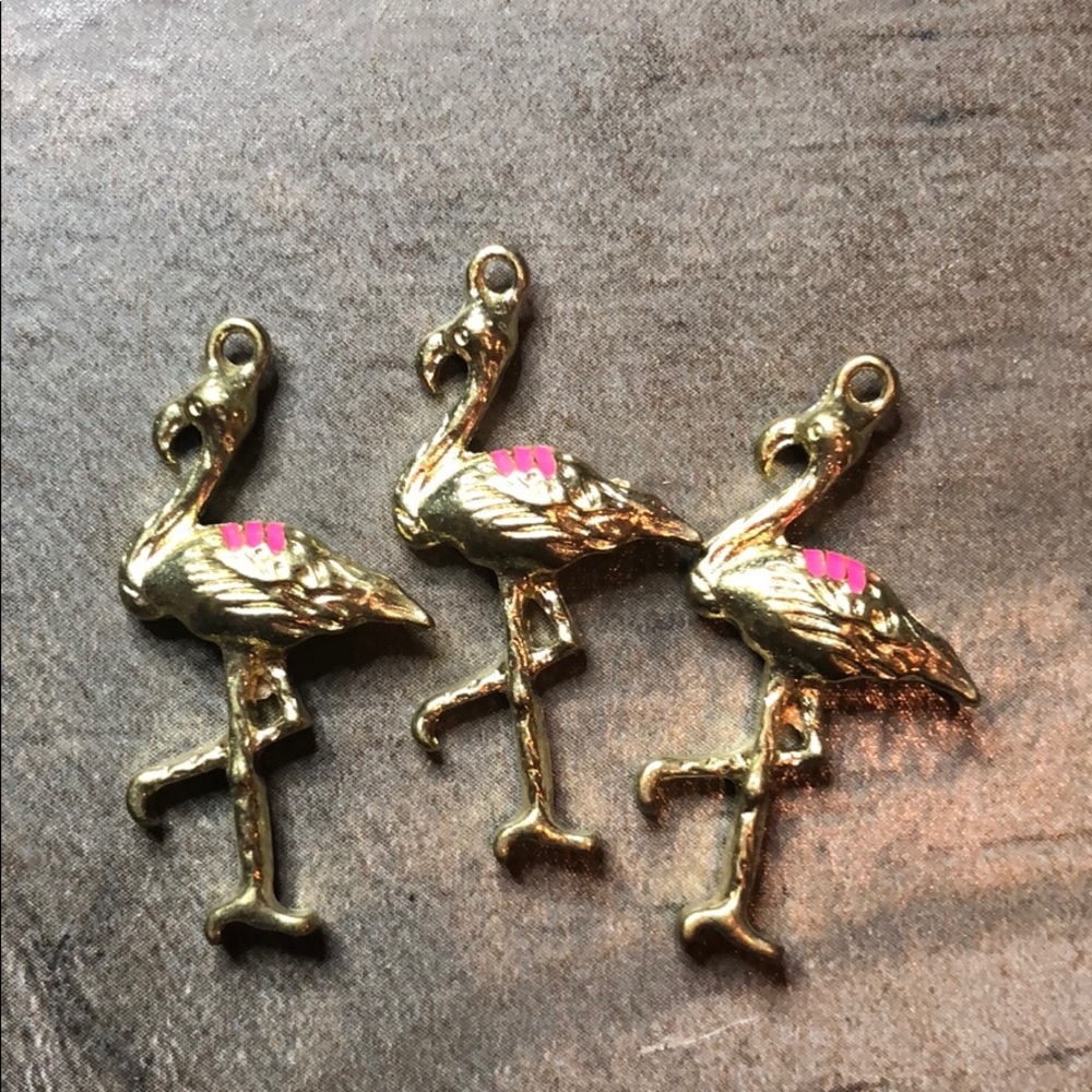 3 flamingo charms